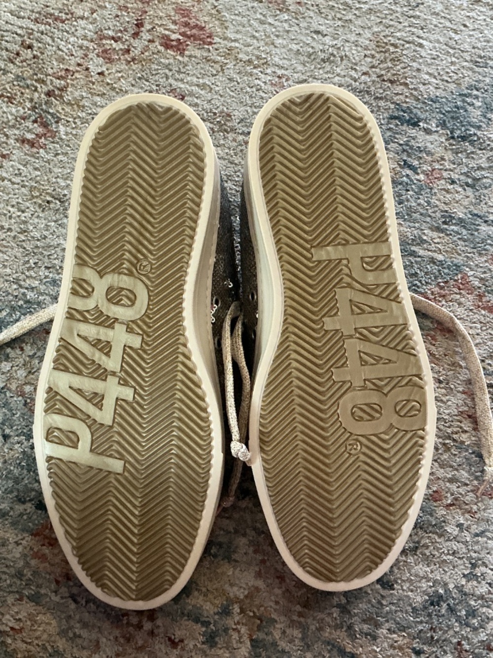 P448 Sequin Sneakers GOLD and CREAM sequin New size 38 - Picture 5 of 6